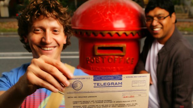 Mark Sehler and Ranjan Tharmakulasingam from Melbourne have put telegrams back into worldwide circulation from their website telegramstop.com.