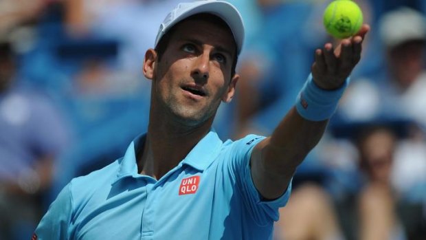 Eyes on the ball: Novak Djokovic.