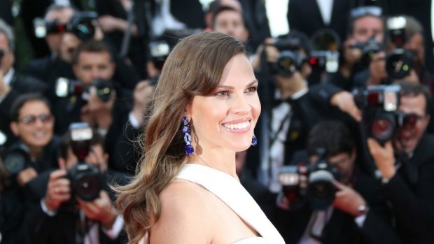 US actress Hilary Swank arrives for the screening of the film The Homesman at the 67th Cannes Film Festival