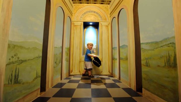 Young David from Victoria explores the kids' area at the NGV.