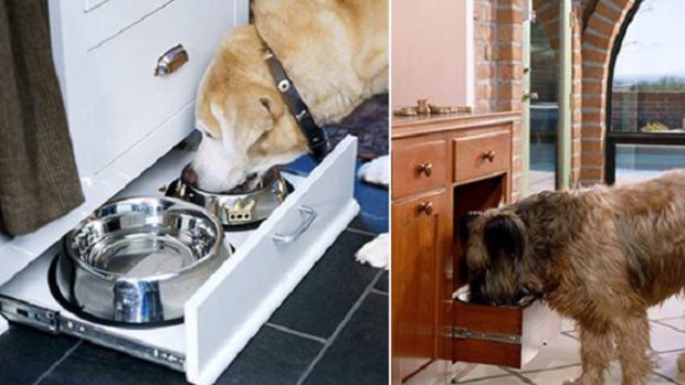 Clever hide-away dog bowl drawers