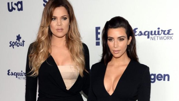 Khloe Kardashian, left, and Kim Kardashian arrive at NBC's Upfront last year.