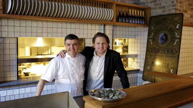 Oy-stars ... chef Sean Connolly and owner Fraser Short at the Morrison Bar and Oyster room.