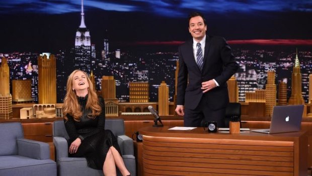 Embarrassing first date ... Nicole Kidman grills Jimmy Fallon on the Tonight Show.