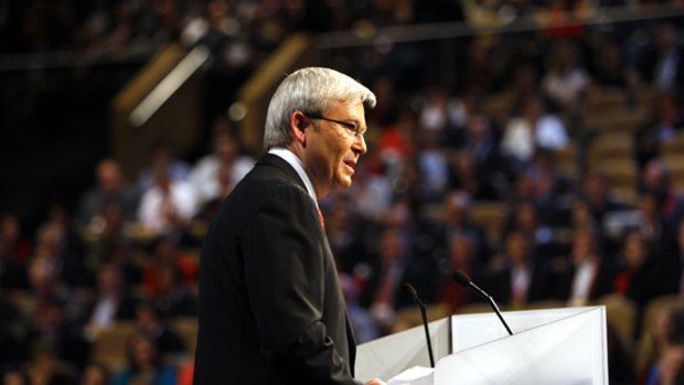 Long-term focus ... Kevin Rudd addresses the ALP national conference.