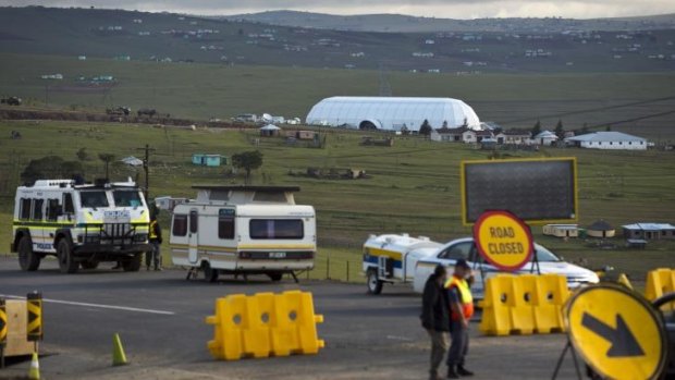 Final resting place: Police block Nelson Mandela's burial site in Qunu.