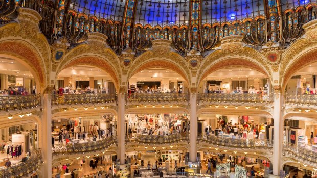 Straight to the Galeries Lafayette department store, to buy undies, combs, shampoo, toothpaste, a jacket and a very sweet, very Parisian silk frock with tiny black dots on white. 