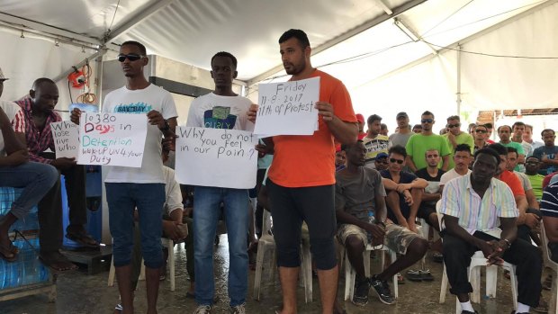 A protest for water and power at the detention centre on Manus Island.