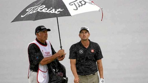 Under the weather: Illness has hampered Adam Scott's charge for multi-million dollar pay day at the PGA Tour Championship.