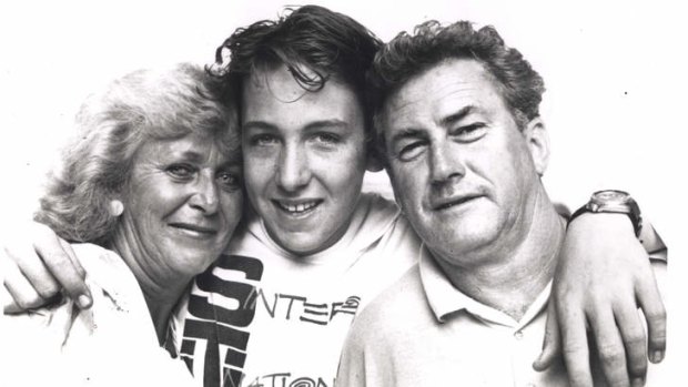 Noeline and Laurie Donaher, of <i>Sylvania Waters</i> fame, with son Michael Baker.