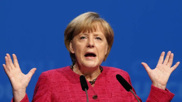 Last stage: German Chancellor Angela Merkel speaks in Berlin during the final campaign days.