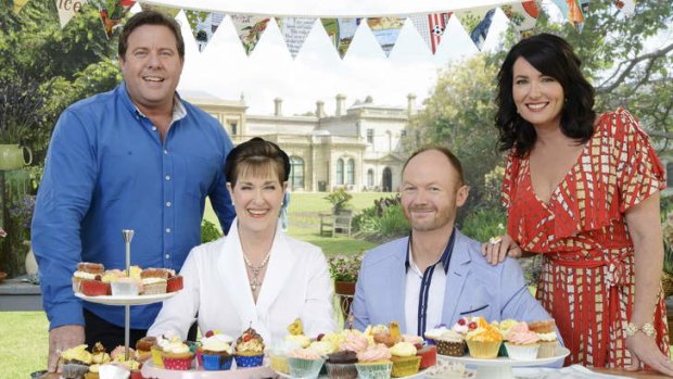 Light and fluffy: <i>The Great Australian Bake Off</i> team (from left) Shane Jacobson, Kerry Vincent, Dan Lepard and Anna Gare.