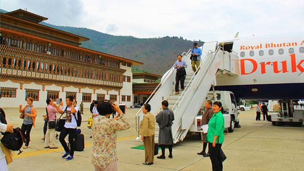 Drukair's home base of Paro International Airport is mediocre inside, but the traditional architecture is beautiful.