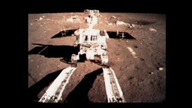 China's first moon rover, Yutu, or Jade Rabbit, moves onto the lunar surface in December.