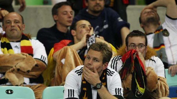 These Germany fans made it to the stadium, but the result didn't go their way.