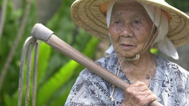 Keen gardener... Oshi Okushima, aged 101.
