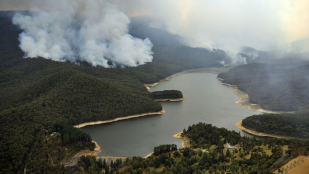 Bushfires around Maroondah Dam, Healesville, last week.
