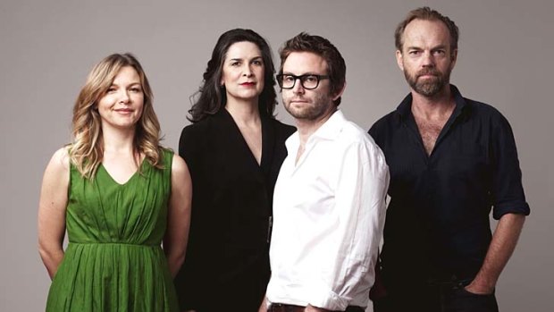Company man &#8230; Sam Strong with the stars of Les Liaisons Dangereuses, (from left) Justine Clarke, Pamela Rabe and Hugo Weaving.