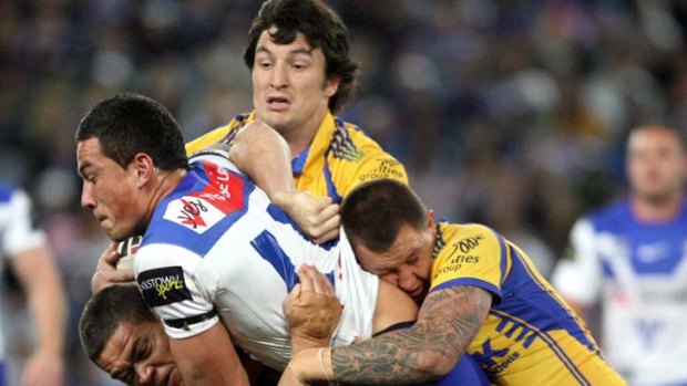 Hard to get hold of &#8230; Sonny Bill Williams at his bustling best for former NRL club the Bulldogs against potential new side Parramatta.