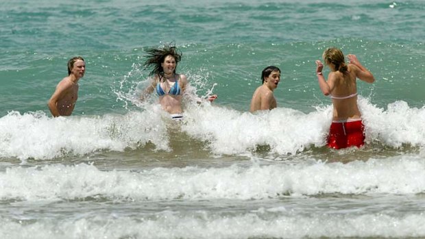Brace for impact ... no beach - anywhere - is safe from schoolies.