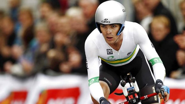 Pedal power: Australian Jack Bobridge competes in the time trial.