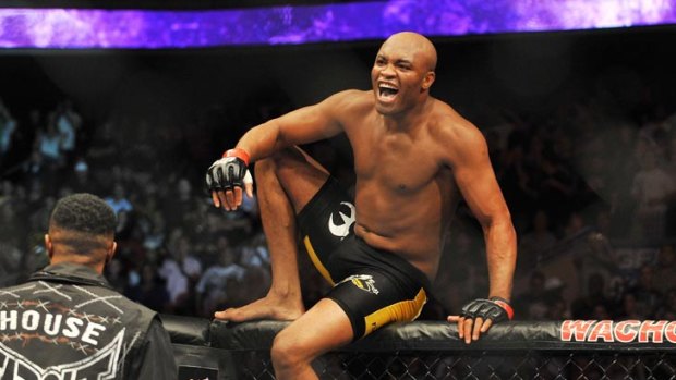 Anderson Silva celebrates his UFC 101 victory over Forrest Griffin.