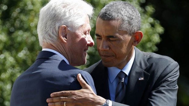 US President Barack Obama with Bill Clinton.