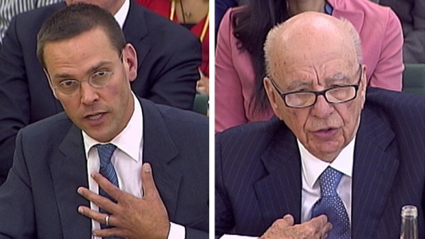 James and Rupert Murdoch address the inquiry into phone hacking in July, with James offering evidence that is disputed by his executives.