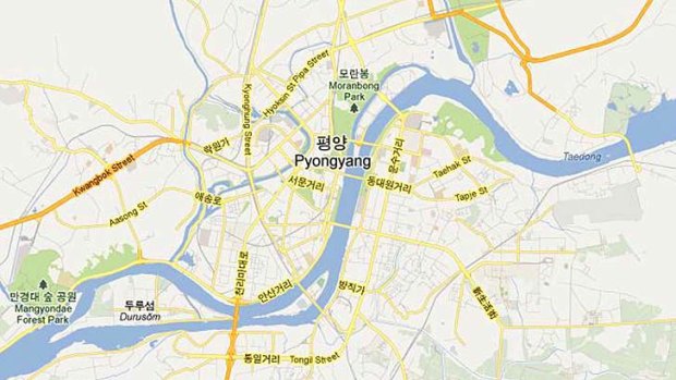 Details ... the North Korean capital of Pyongyang on Google Maps.
