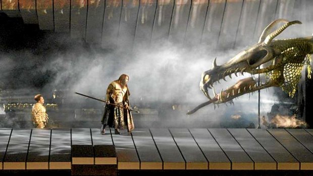 Bryn Terfel (centre) as Wotan in <i>Das Rheingold</i> at the Metropolitan Opera in New York in 2010.