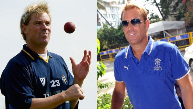 A heftier Shane Warne in 2004 and his slimmer self in May.