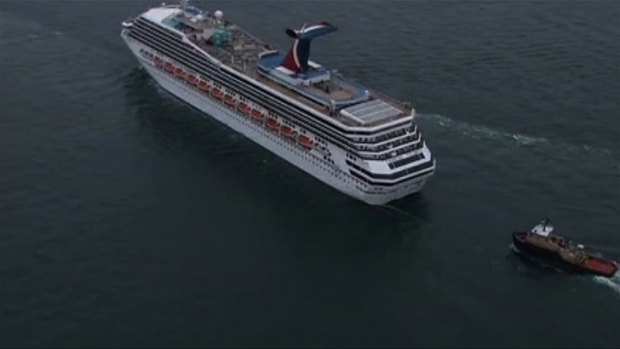 The cruise ship Carnival Triumph cruise ship towed off the coast of Alabama.