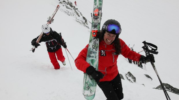 Extremely Canadian skier/coach Wendy Brookbank (front).