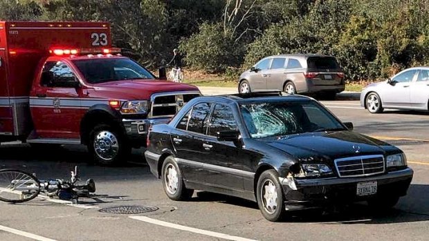 The scene of the accident where James Rapley was killed in Los Angeles.