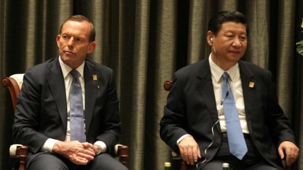 Prime Minister Tony Abbott and Chinese President Xi Jinping.