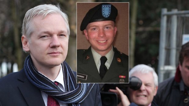 Facing criminal inquiry ... Bradley Manning (insert) and Julian Assange