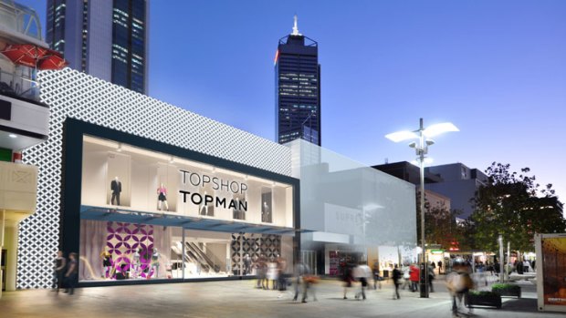 An artist's impression of what the Topshop Topman store will look like when it opens in October 2014. Zara will  be located to the right of Topshop.