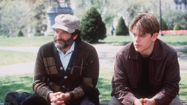 Role model: Robin Williams (left) and Matt Damon in the film <i>Good Will Hunting</I>.