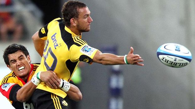 Benched marked . . . Aaron Cruden will be starting the game from the sidelines for the Hurricanes against the Blues.