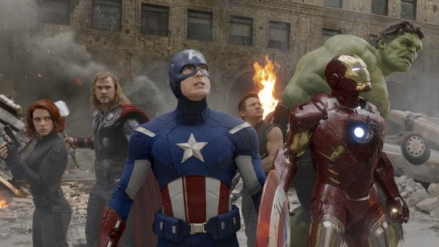 Superheroes assemble: Marvel's  Avengers (from left)  Black Widow (Scarlett Johansson), Thor (Chris Hemsworth), Captain America (Chris Evans), Hawkeye (Jeremy Renner), Iron Man (Robert Downey jnr) and the Hulk (Mark Ruffalo).