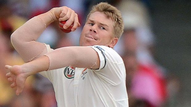 David Warner, who models his action on Shane Warne, claimed his first Test wicket.