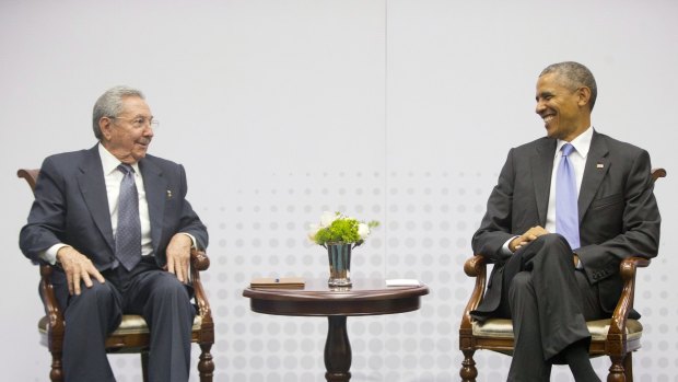 Raul Castro and Barack Obama in a lighter moment at the Summit of the Americas.