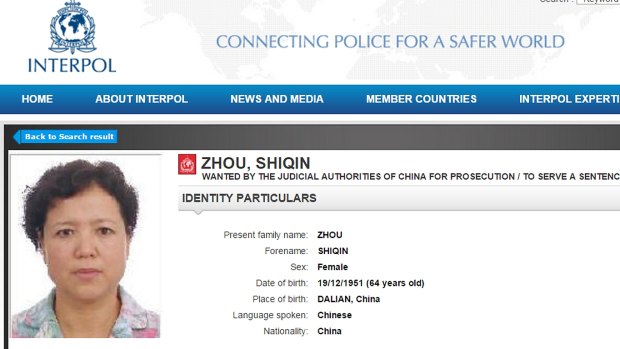 An Interpol notice for Melbourne grandmother Zhou Shiqin who was one of China's most wanted, until she returned home to clear her name. She will now be prosecuted.