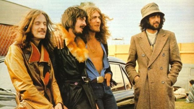 Jimmy Page, right, with John-Paul Jones, John Bonham and Robert Plant, early '70s.