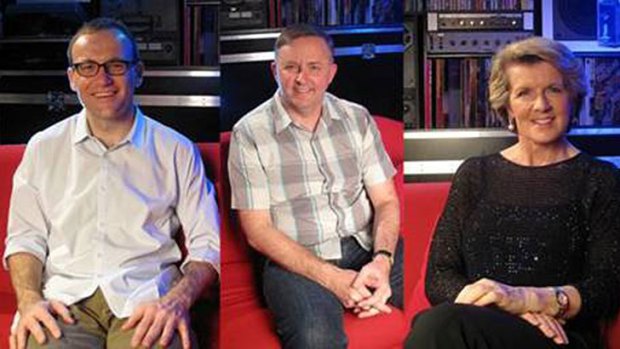 Adam Bandt, Anthony Albanese and Julie Bishop on the rage couch.