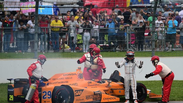The more things change ... Fernando Alonso exits after engine failure.