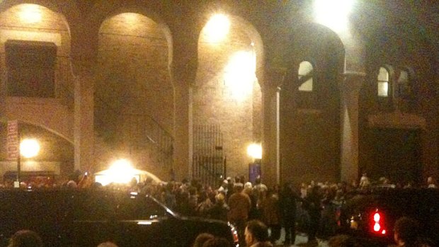 Saturday night, 45th Avenue, 11pm. The crowd outside the stage door of <i>How To Succeed In Bussines Without Really Trying</i>.