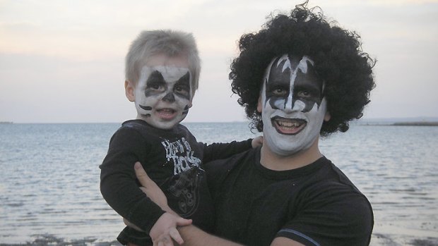 I'm more than happy in a house full of boys - including the hubby and our eldest, dressed up here as KISS for a family-friendly Halloween event a couple of years ago.