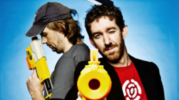 Atlassian co-founders Scott Farquhar (front) and Mike Cannon-Brookes have traded up their real estate fortunes in recent years.