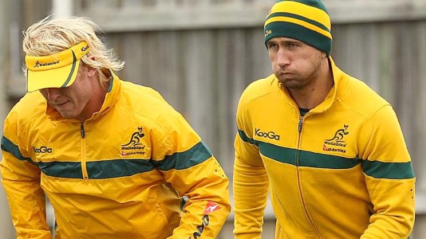 Quade Cooper (R) will boost the Wallabies attack against South Africa on Saturday.